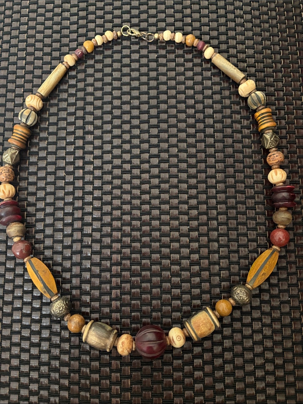 VTG Handcrafted Multicolor Beaded Necklace - Natural Earth Tones - Picture 4 of 6